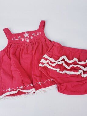 Old Navy 2pc Baby Girl Western Outfit Summer Set Cowgirl Size 0-3 Months